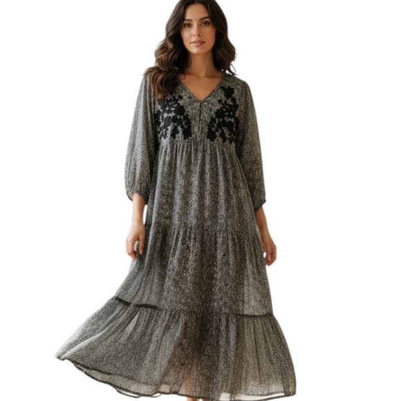 Cost Plus World Market Dresses & Skirts - WORLD MARKET Embroidered Sheer Maxi Dress - Size M